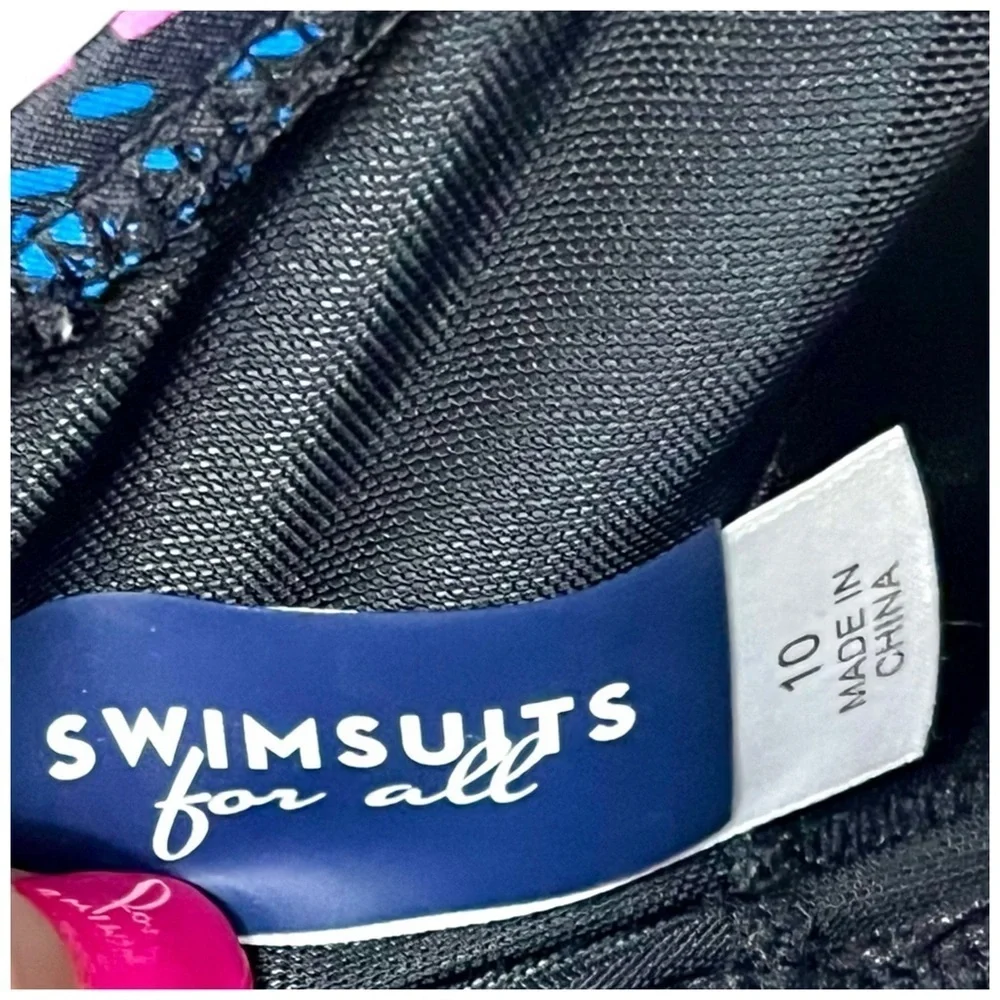 Swimsuits For All Patterned Bikini Top Size 10 Blue/Purple - Picture 5 of 5